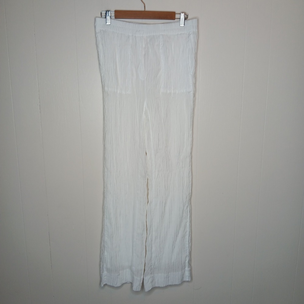 Holzweiler Alfa Trouser Pants Womens Size L White Crinkled Elastic Waist Pockets